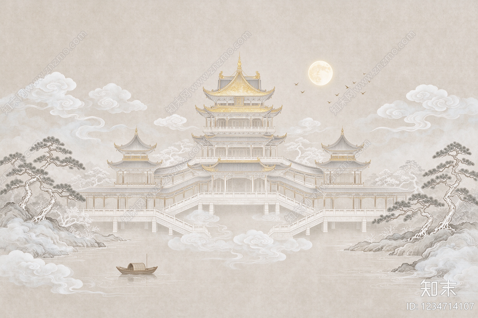 中式壁画贴图下载【ID:1234714107】