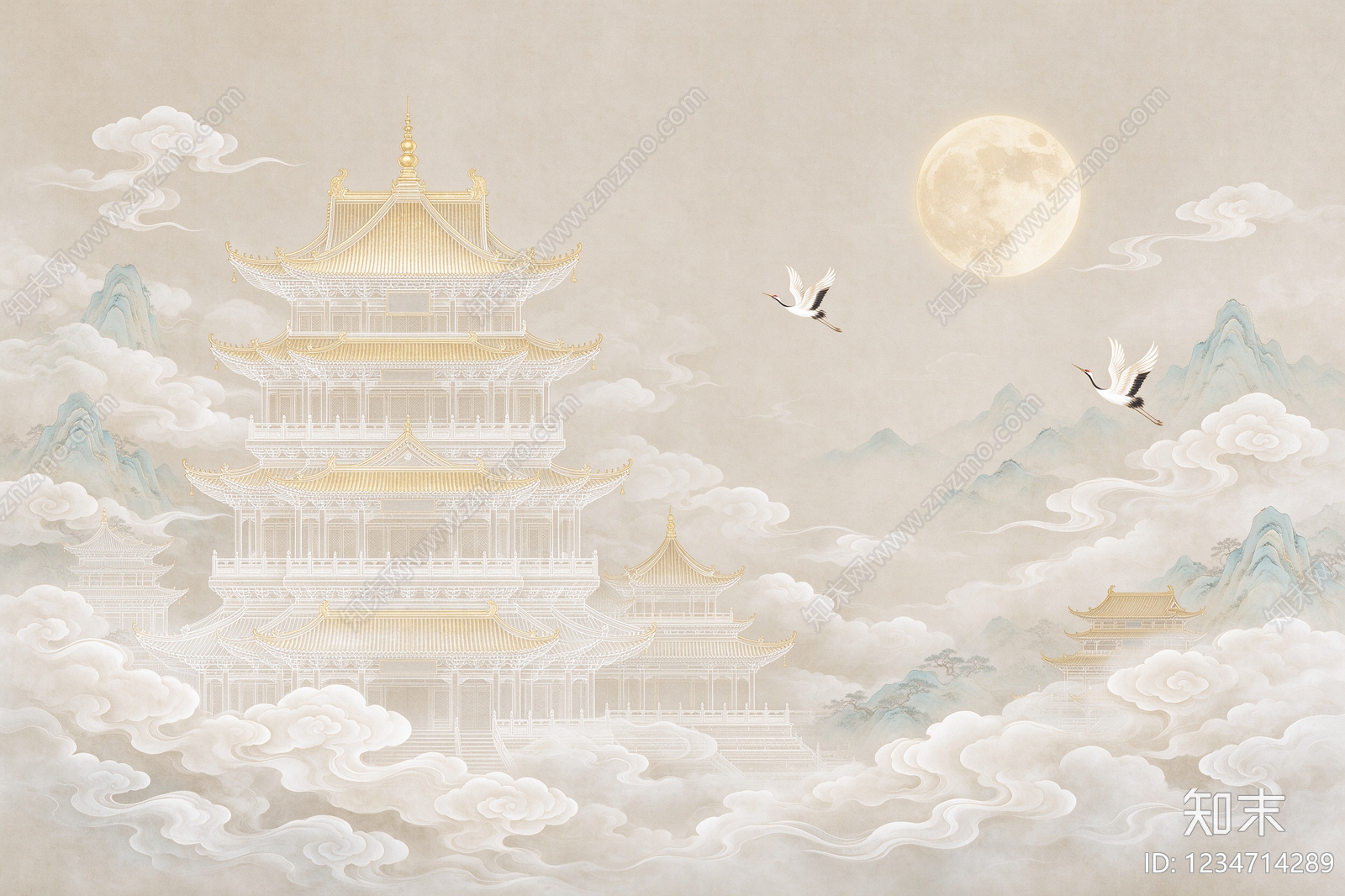 中式壁画贴图下载【ID:1234714289】