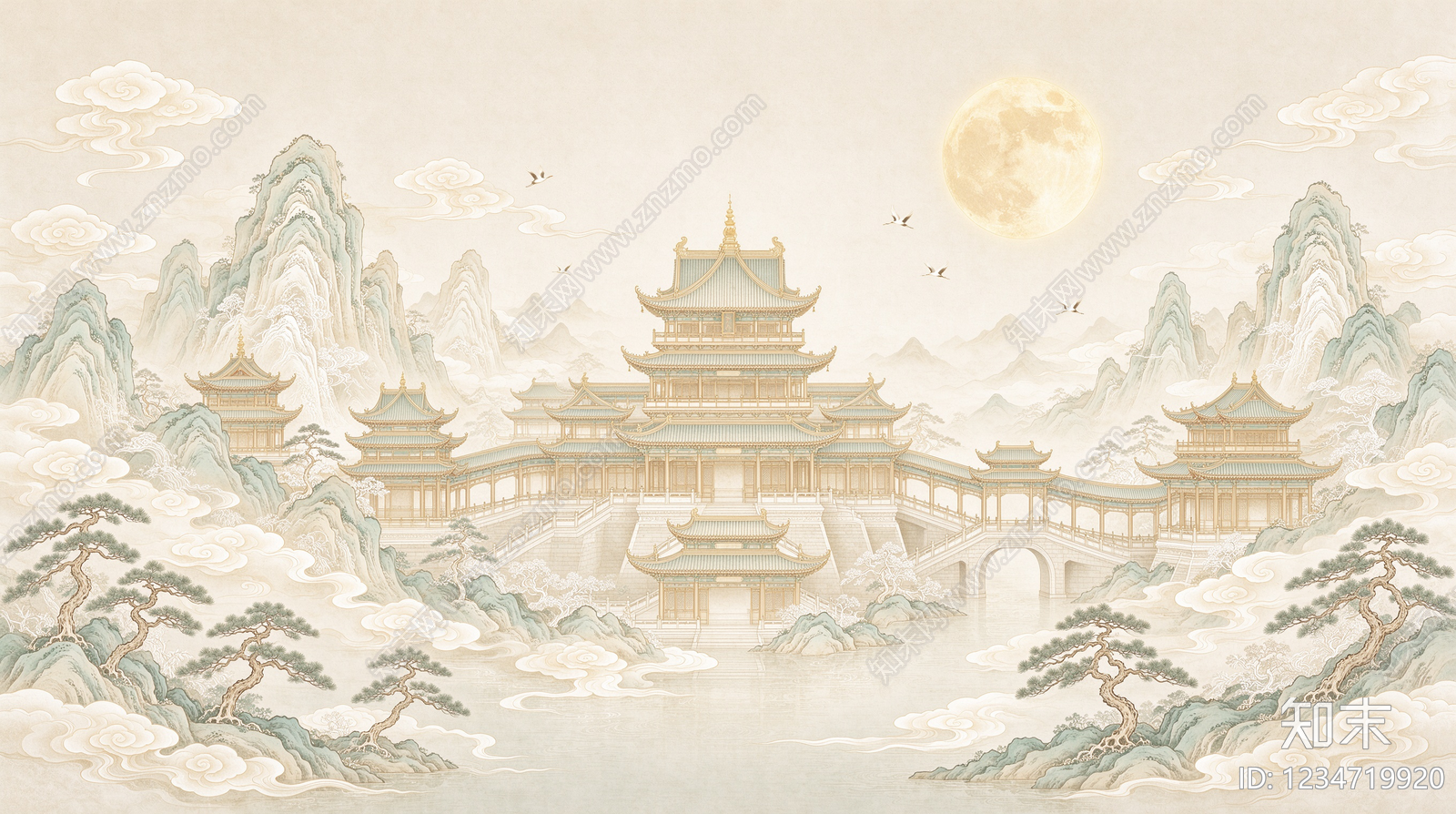 中式壁画贴图下载【ID:1234719920】