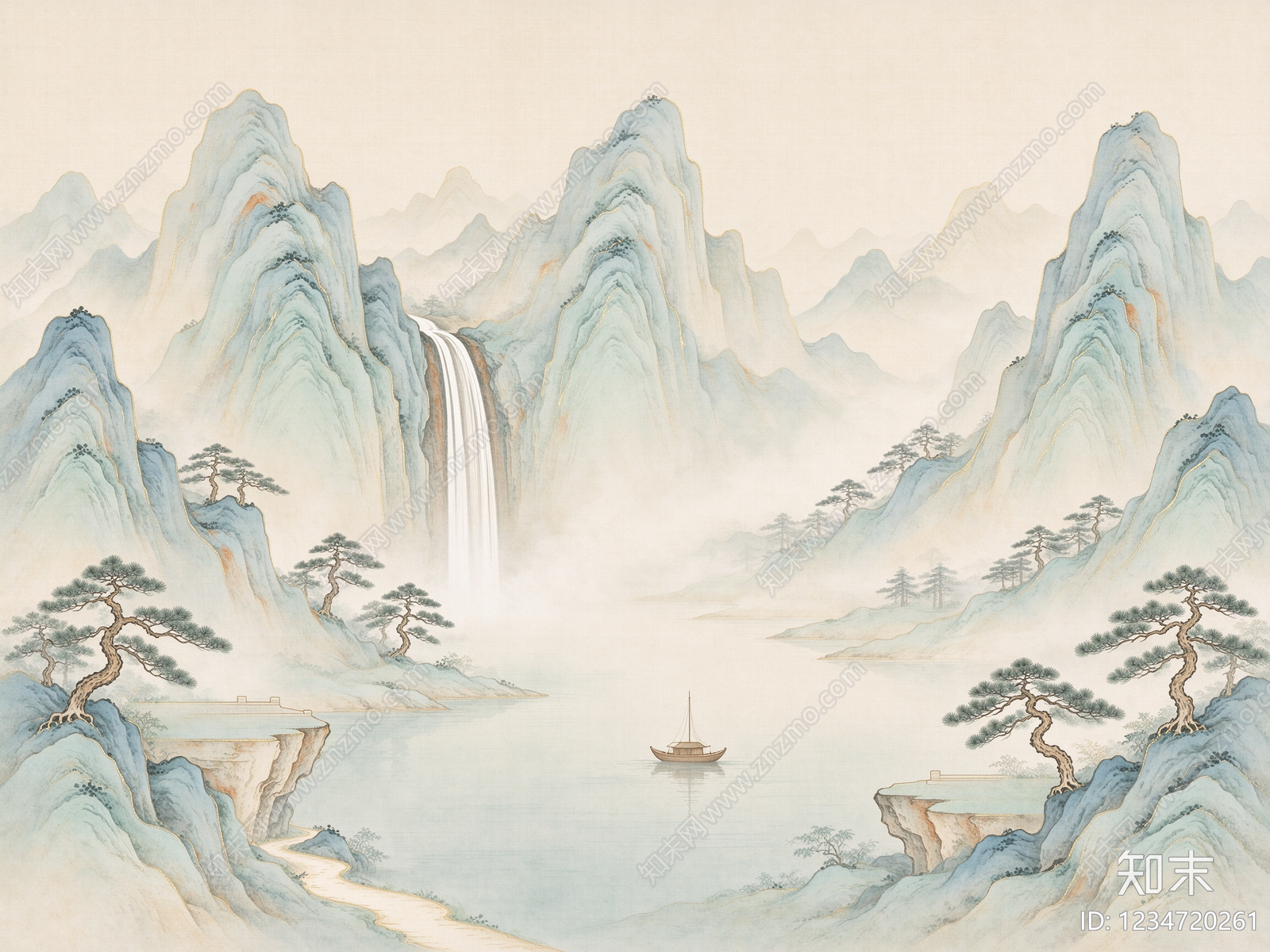 中式壁画贴图下载【ID:1234720261】