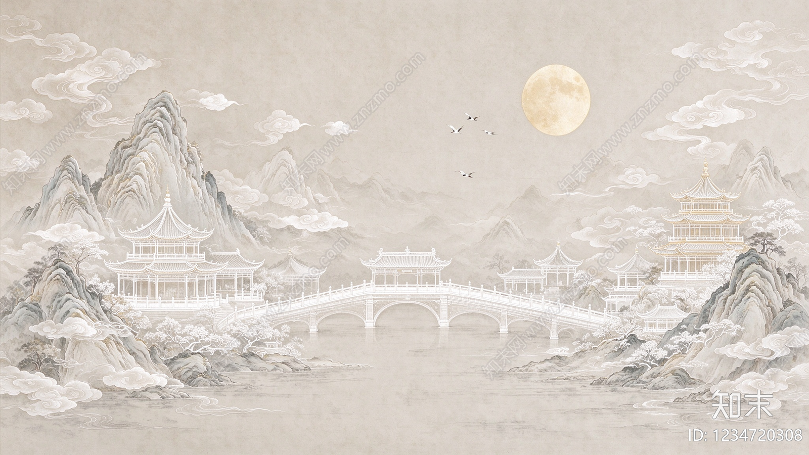 中式壁画贴图下载【ID:1234720308】