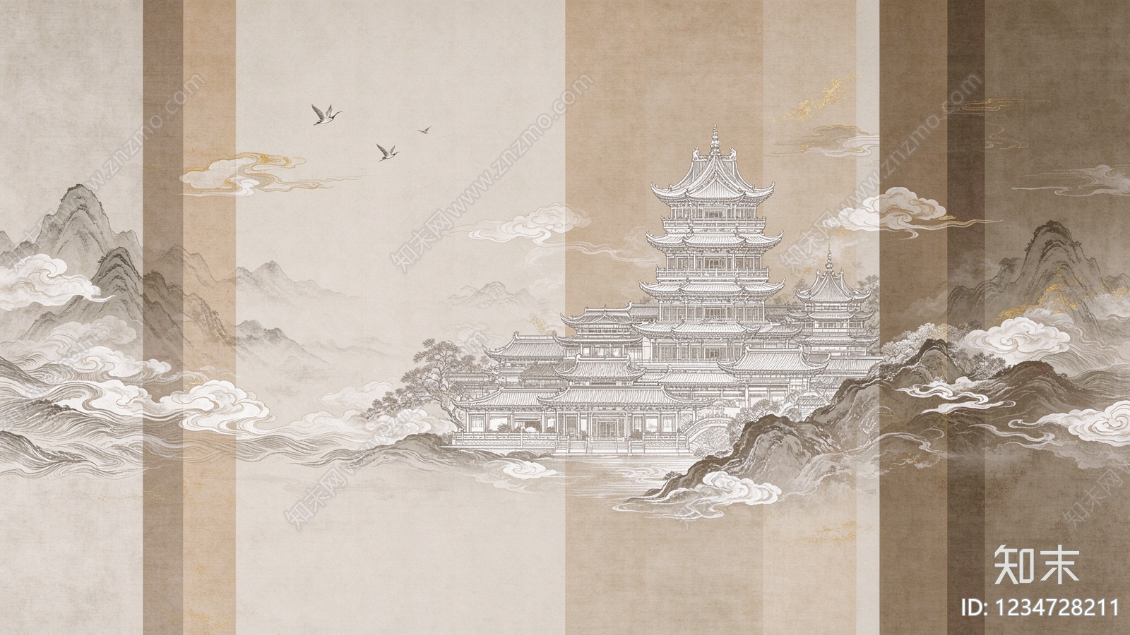 中式壁画贴图下载【ID:1234728211】