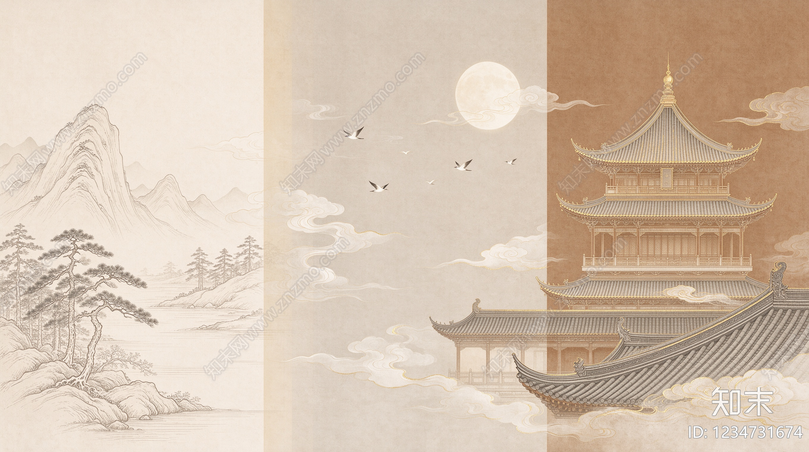 中式壁画贴图下载【ID:1234731674】