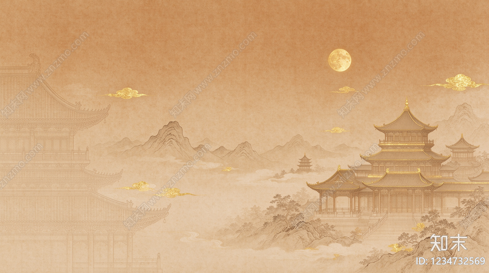中式壁画贴图下载【ID:1234732569】