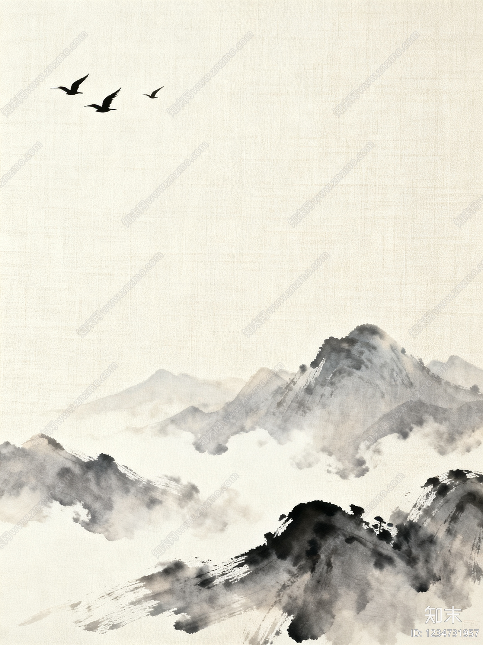 新中式壁画贴图下载【ID:1234731957】