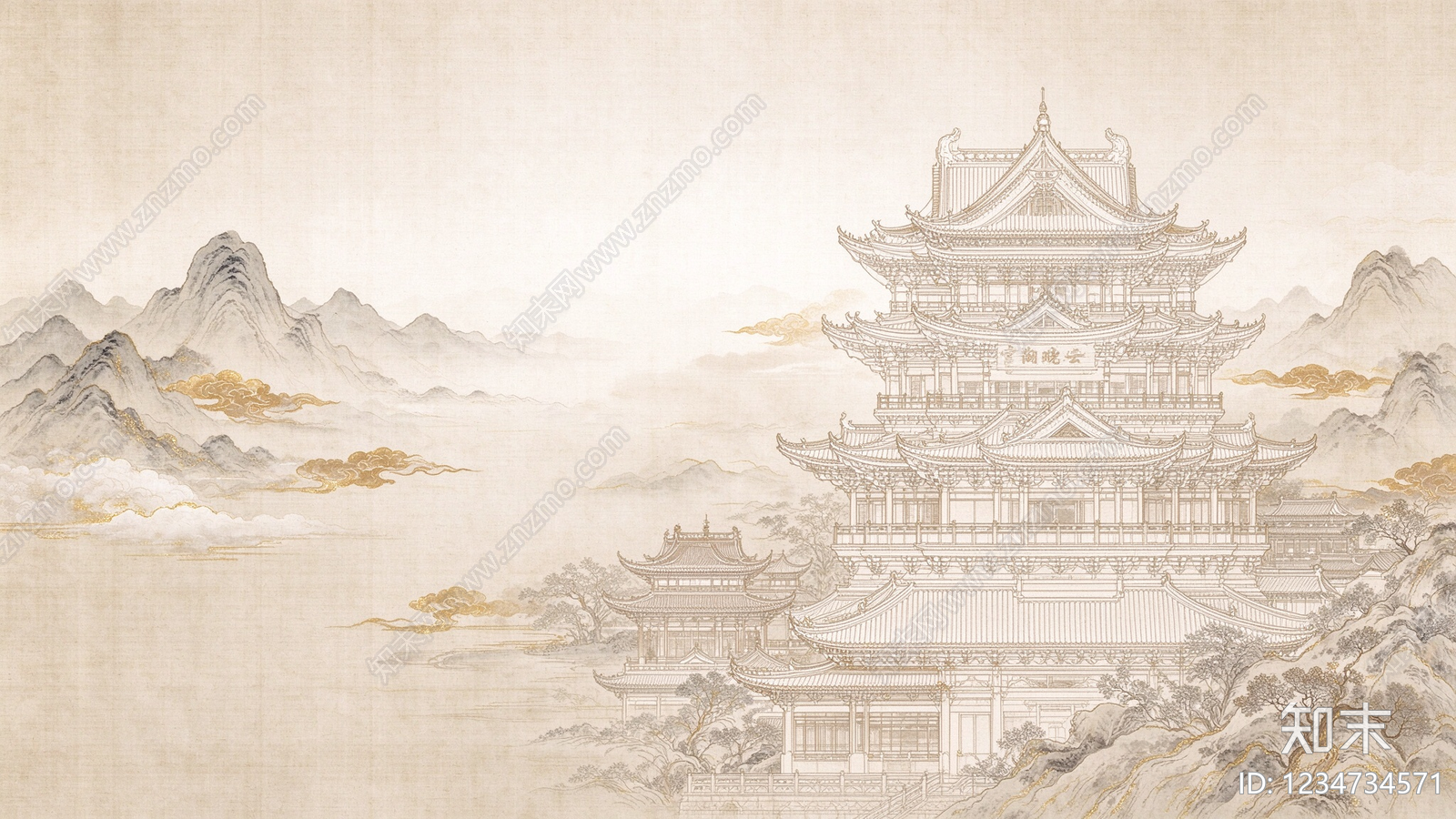 中式壁画贴图下载【ID:1234734571】