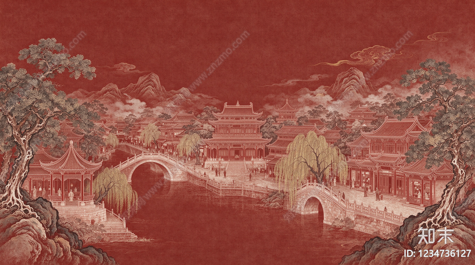 中式壁画贴图下载【ID:1234736127】