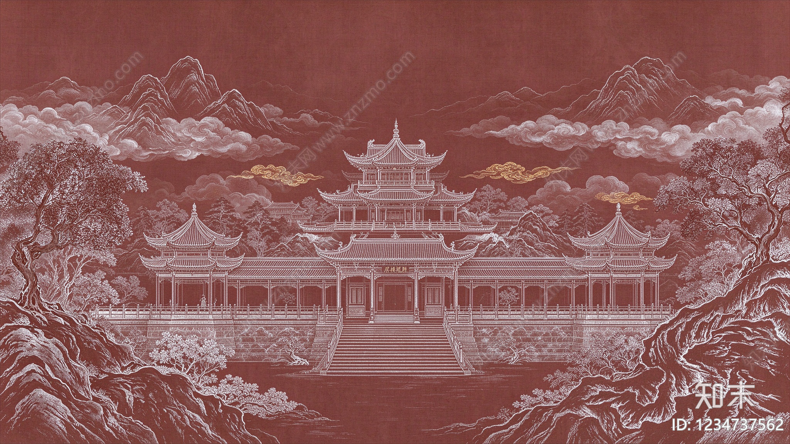 中式壁画贴图下载【ID:1234737562】