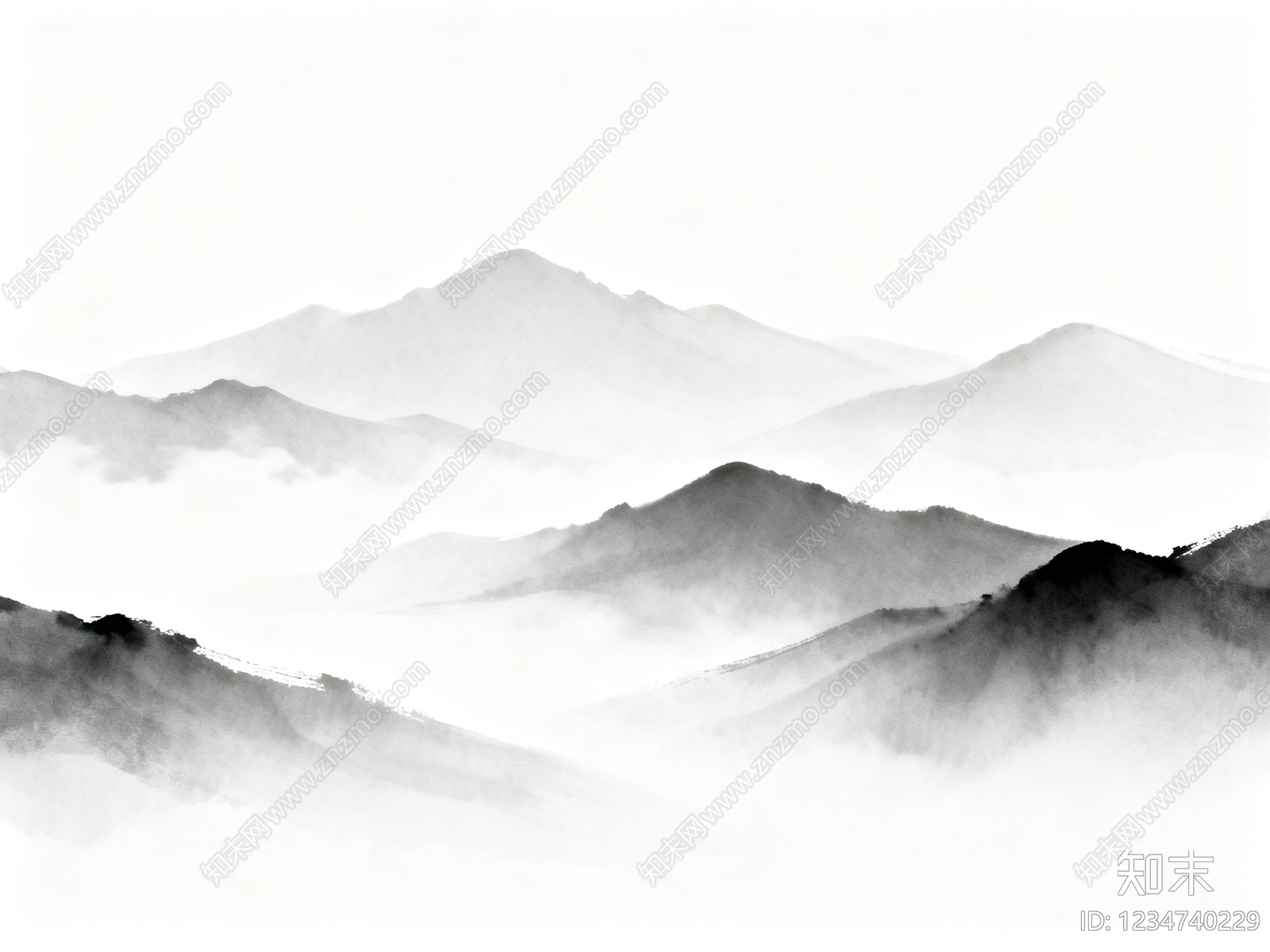 新中式壁画贴图下载【ID:1234740229】