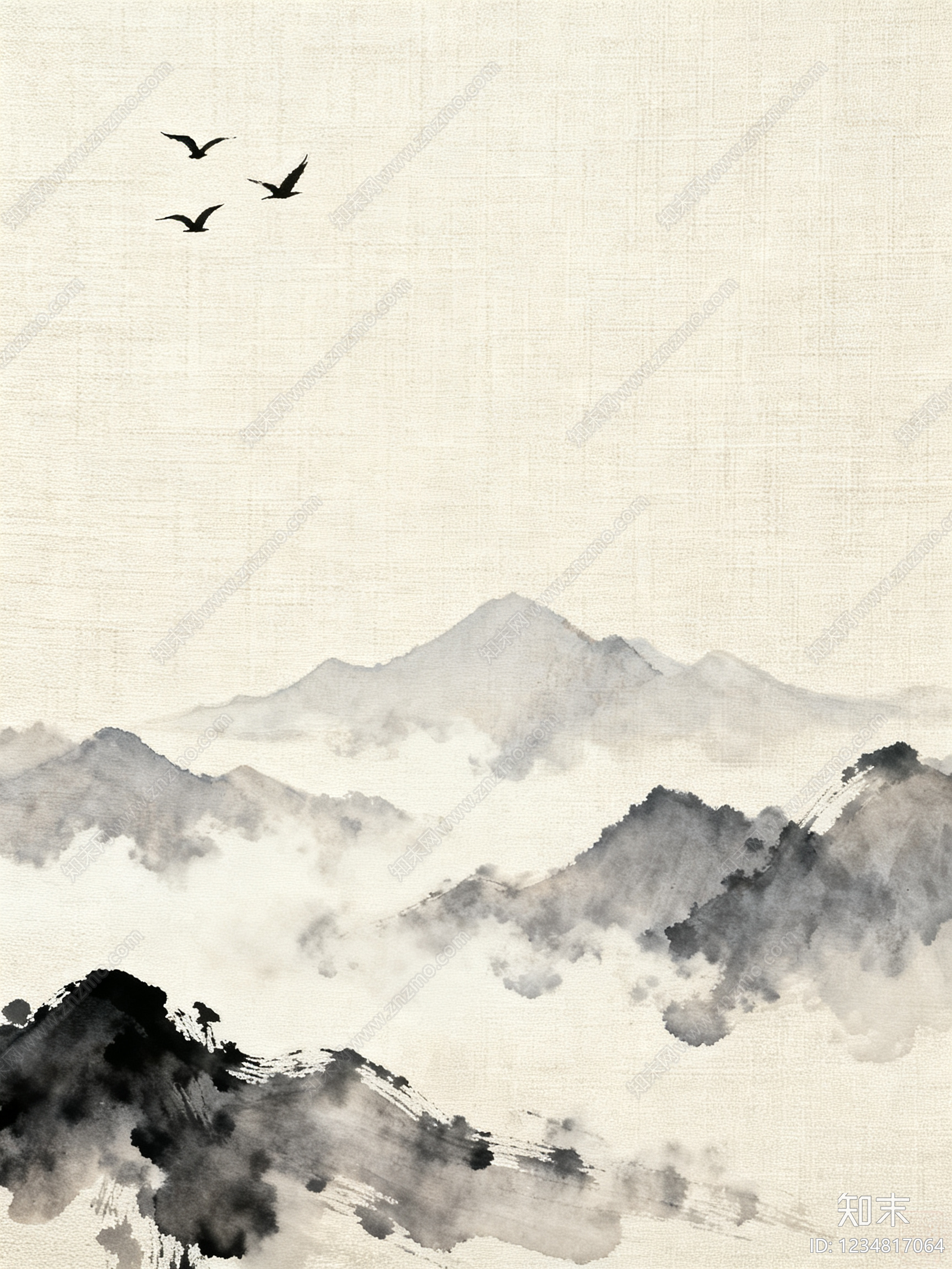 新中式壁画贴图下载【ID:1234817064】