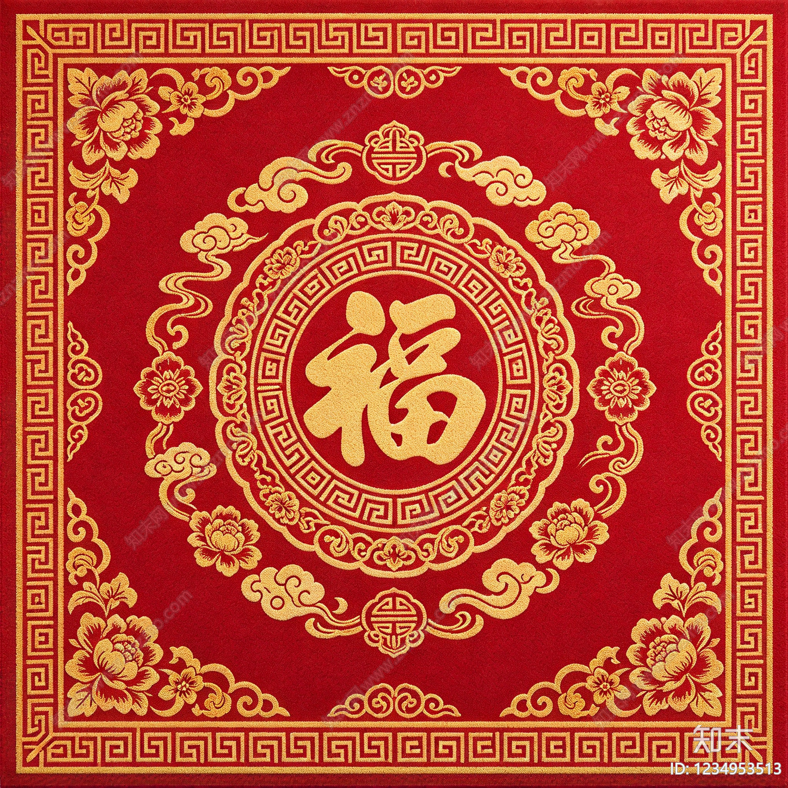 新中式其他地毯贴图下载【ID:1234953513】