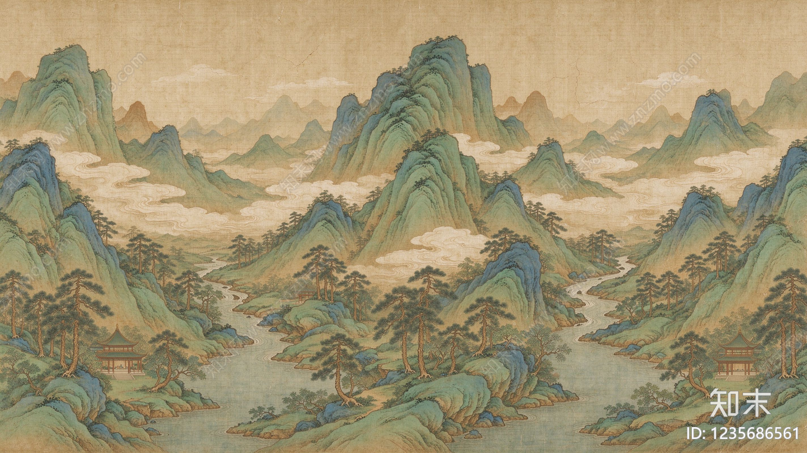 中式壁画贴图下载【ID:1235686561】