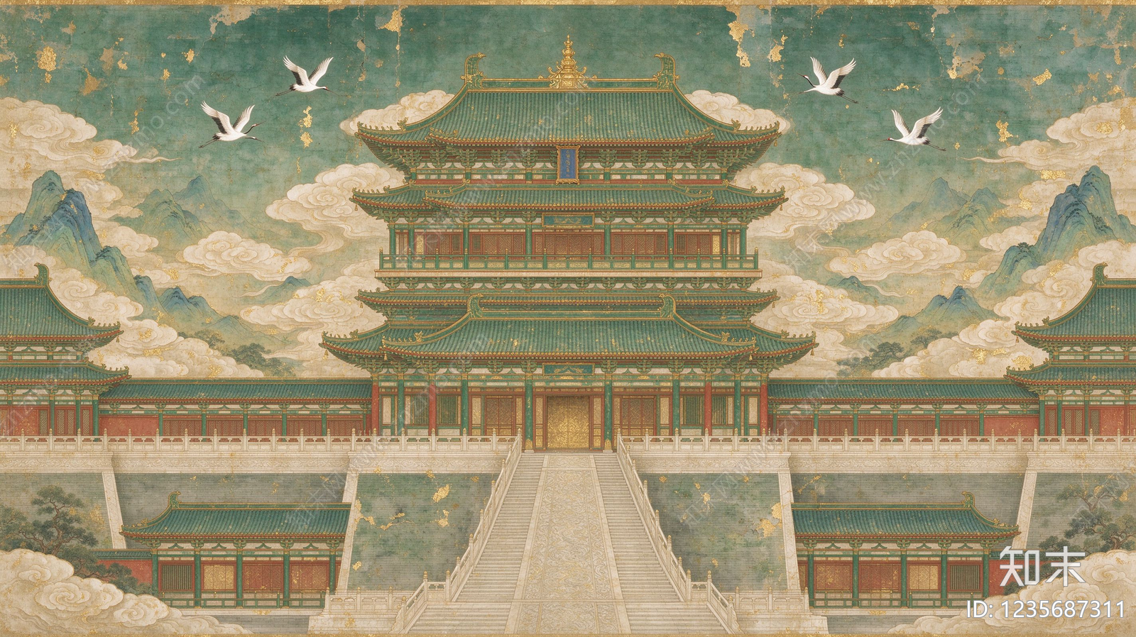 中式壁画贴图下载【ID:1235687311】