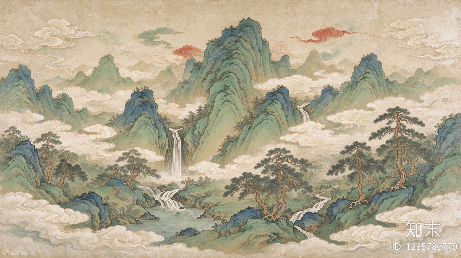 中式壁画贴图下载【ID:1235786770】