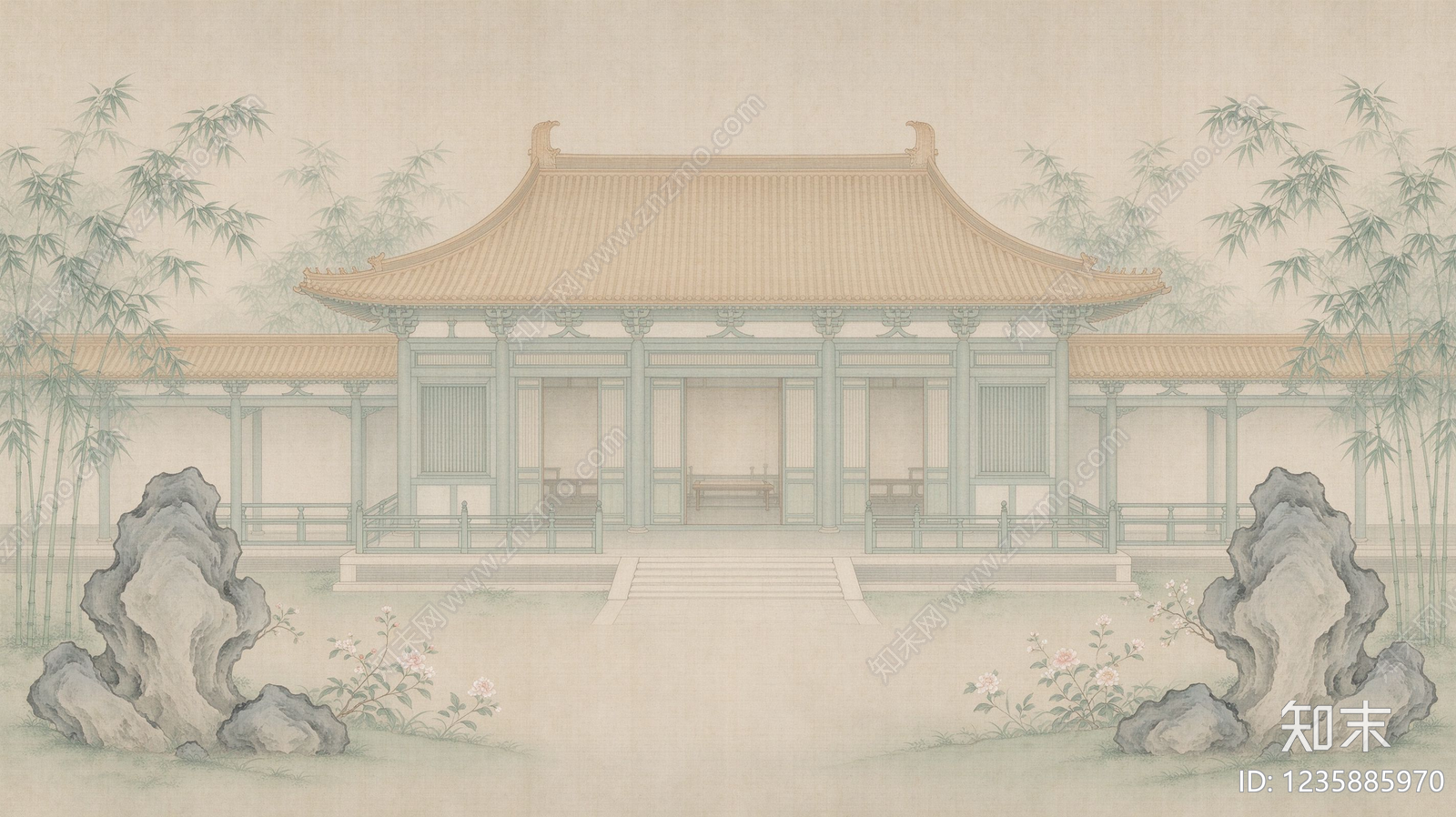 中式壁画贴图下载【ID:1235885970】