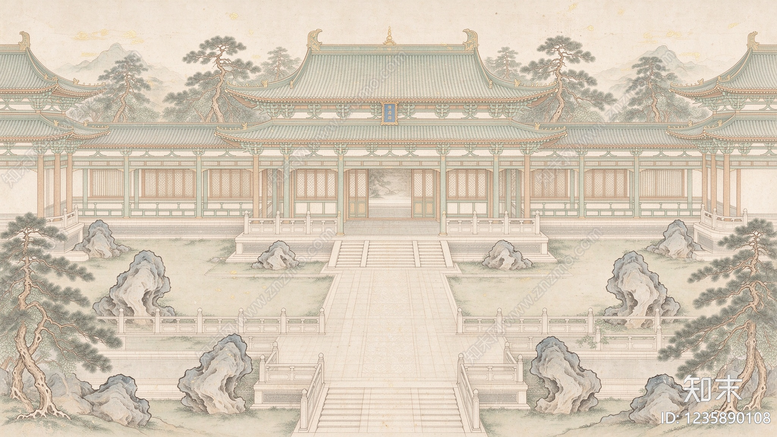 中式壁画贴图下载【ID:1235890108】