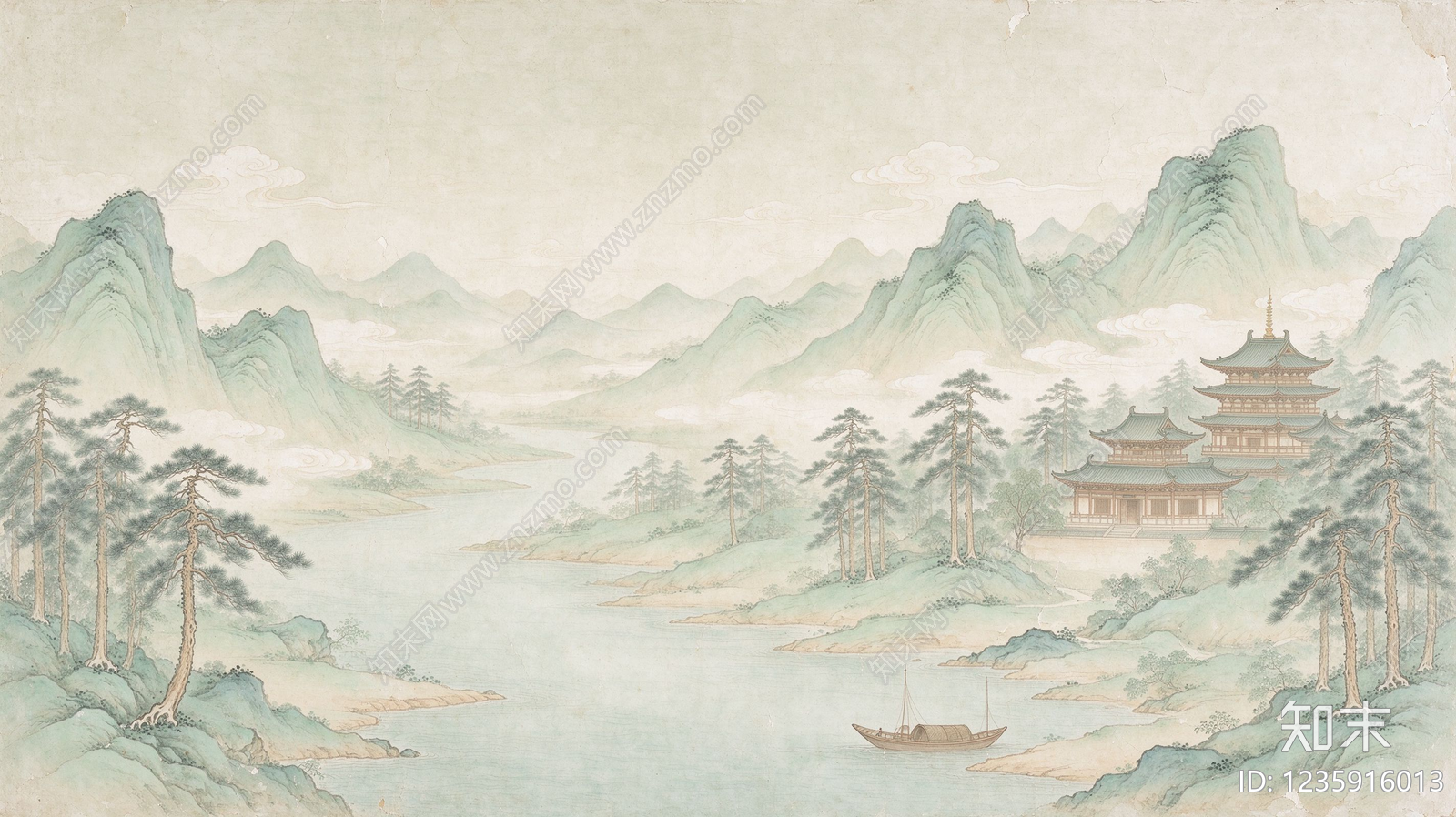 中式壁画贴图下载【ID:1235916013】