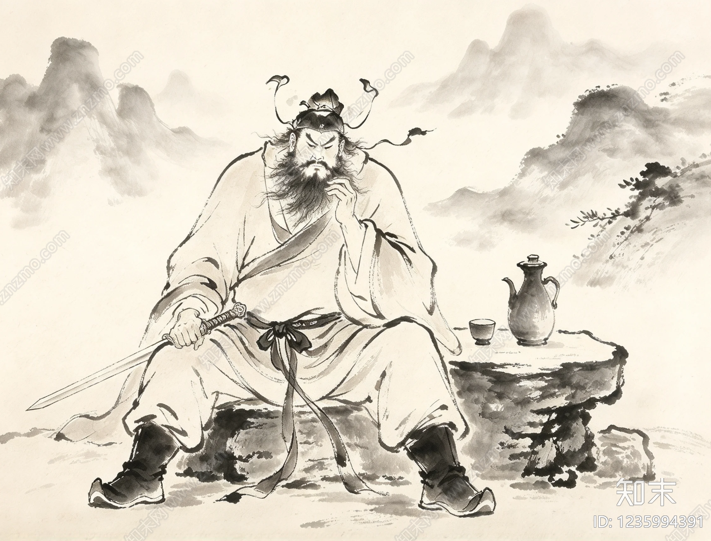 水墨画高清贴图材质