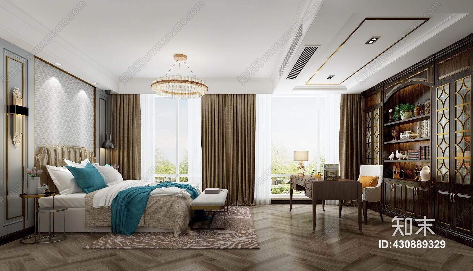 新古典欧式水晶吊灯3D模型下载【ID:430889329】