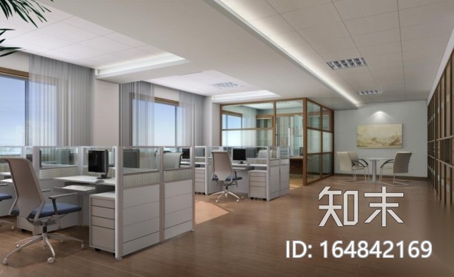 某办公空间装修施工图+效果图+机电图纸cad施工图下载【ID:164842169】