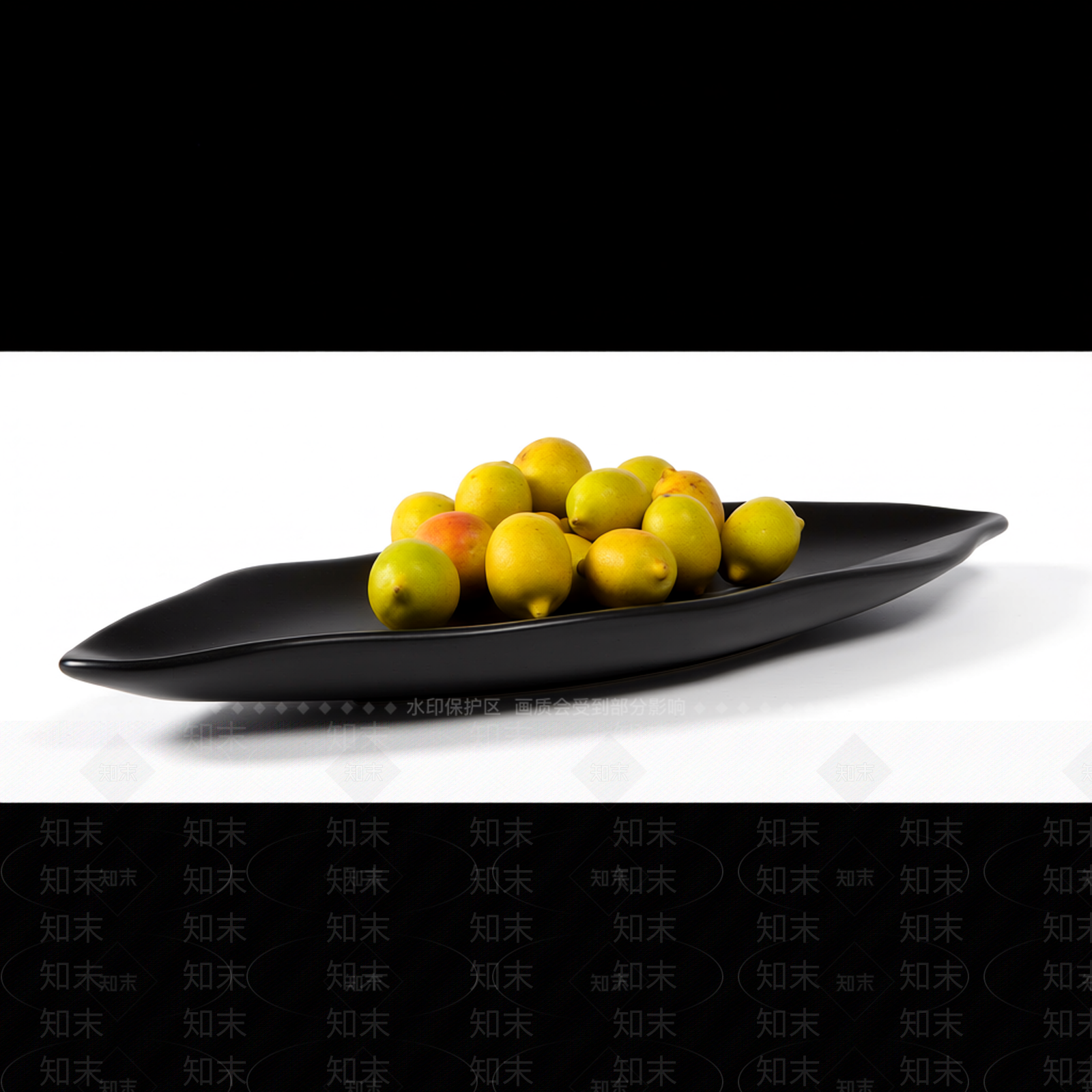 黑色盘子与柠檬组合3D模型下载【ID:1206195185】