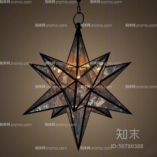 现代透明玻璃吊灯3D模型下载【ID:50780388】