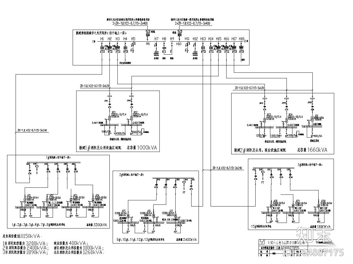 [河南]B桂园城市之光供电工程施工图2019cad施工图下载【ID:164887175】