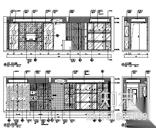 [深圳]现代风格样板房住宅空间设计施工图（含效果图+...施工图下载【ID:161687169】