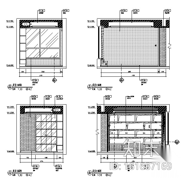 [深圳]现代风格样板房住宅空间设计施工图（含效果图+...施工图下载【ID:161687169】