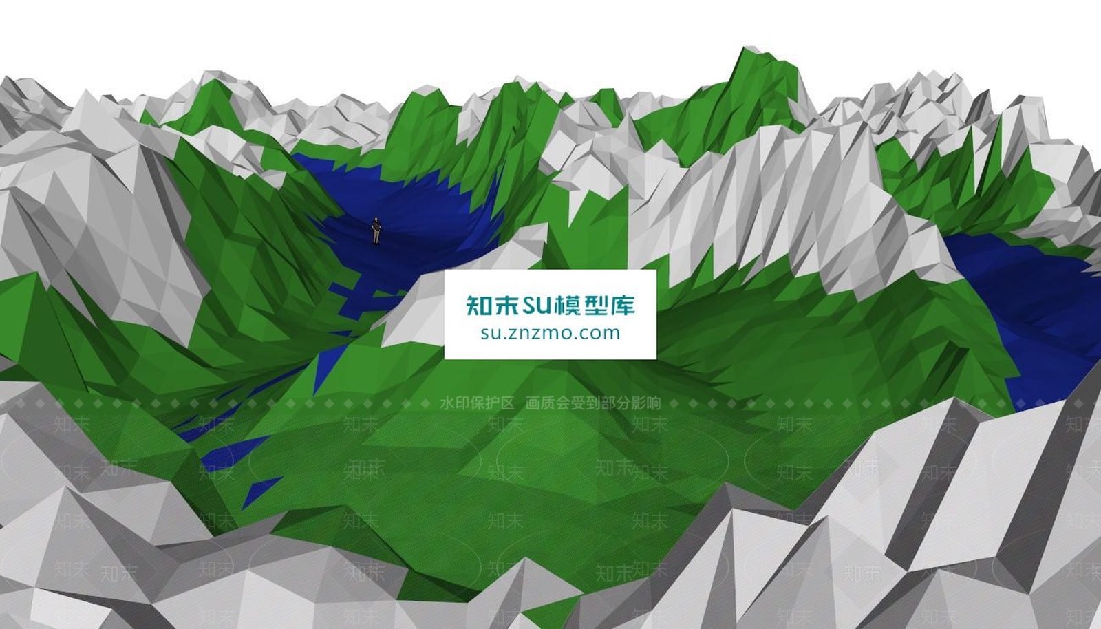山体地形SU模型下载【ID:163889277】