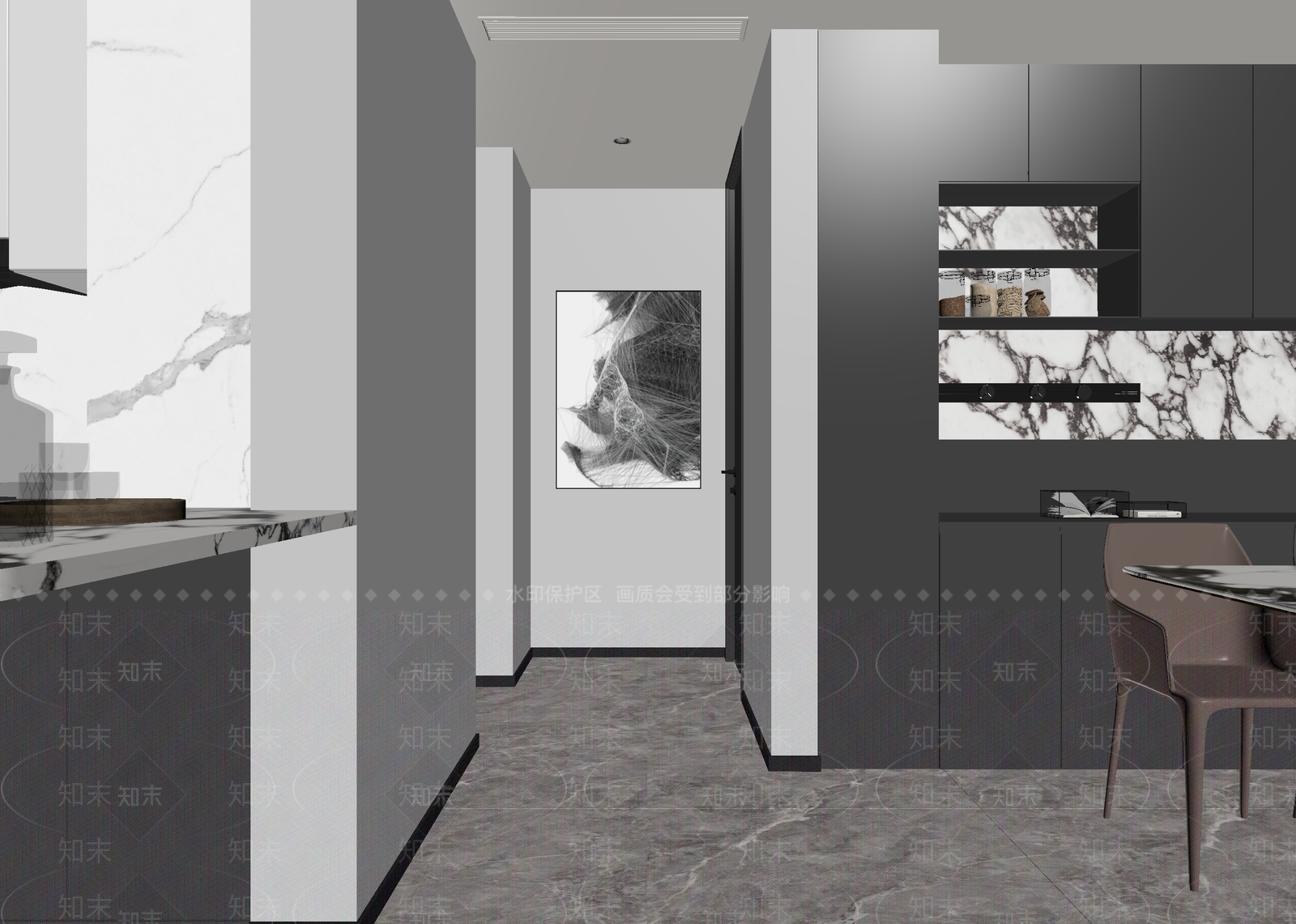 现代开放式厨房3D模型下载【ID:1215092068】