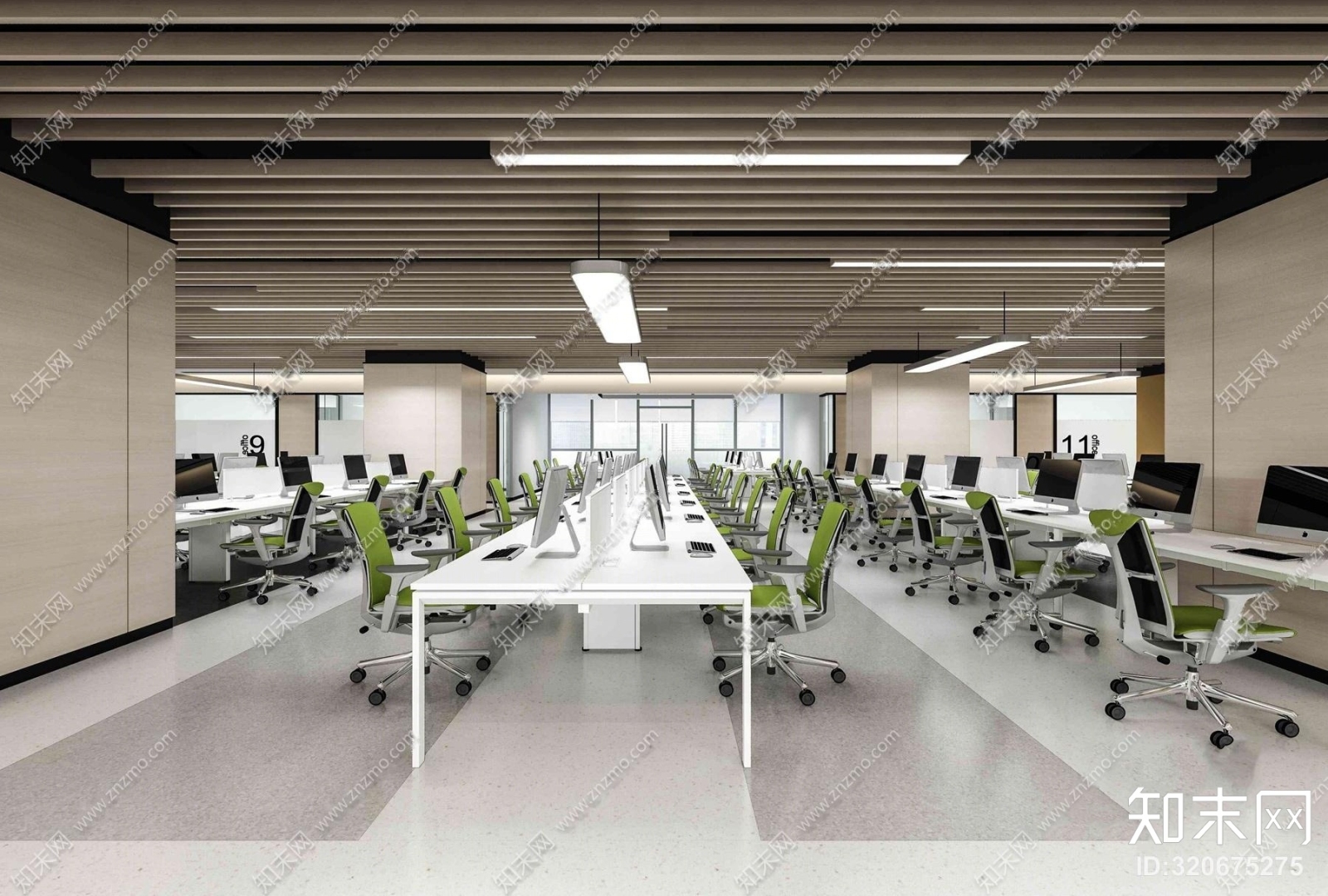 现代敞开式办公室3D模型3D模型下载【ID:320675275】_知末3d模型网