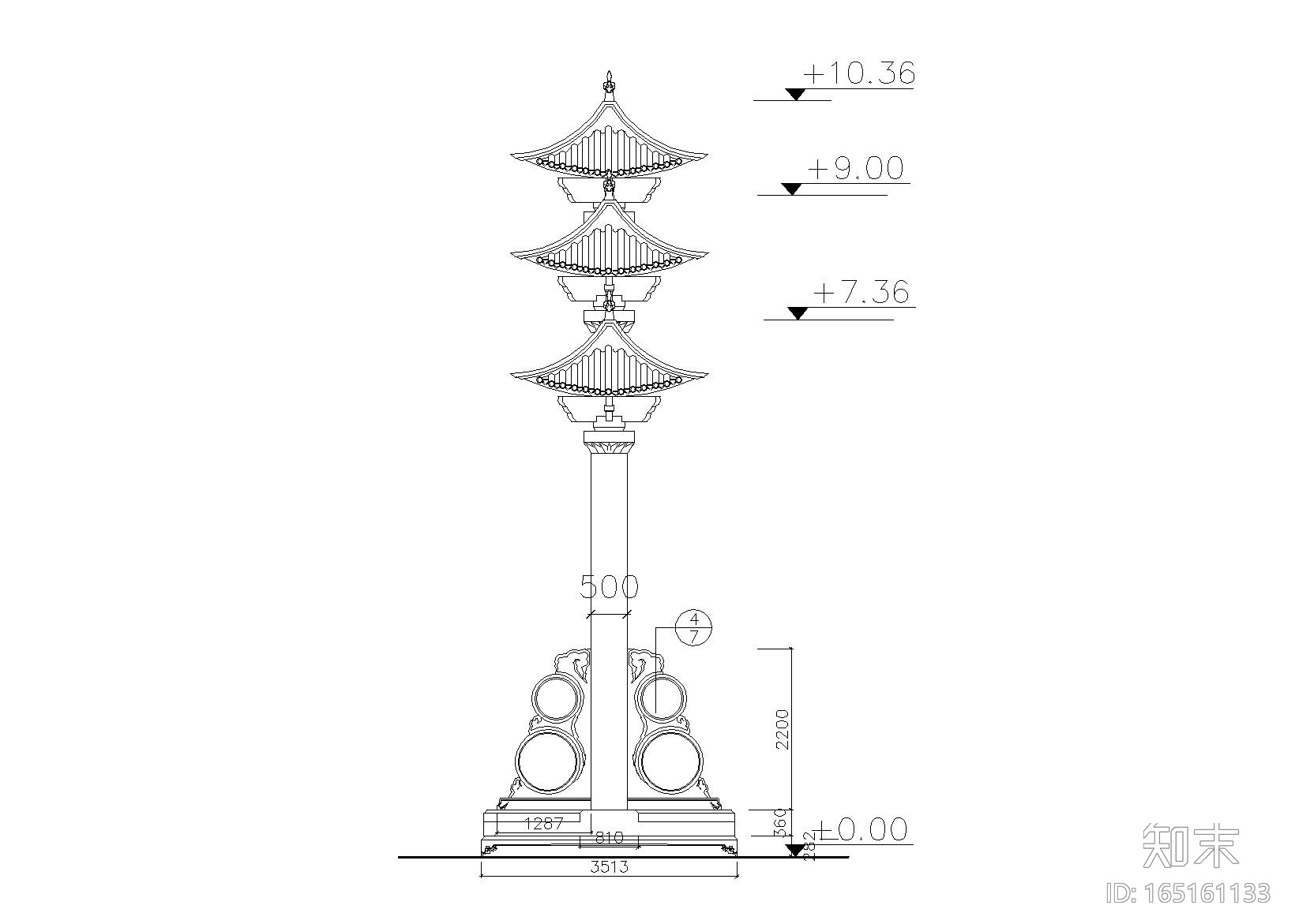 某社区入口现浇钢砼结构牌坊设计施工图cad施工图下载【ID:165161133】