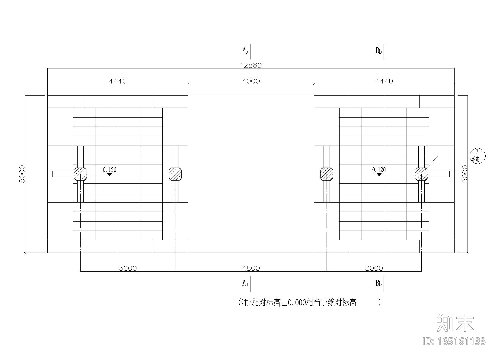 某社区入口现浇钢砼结构牌坊设计施工图cad施工图下载【ID:165161133】