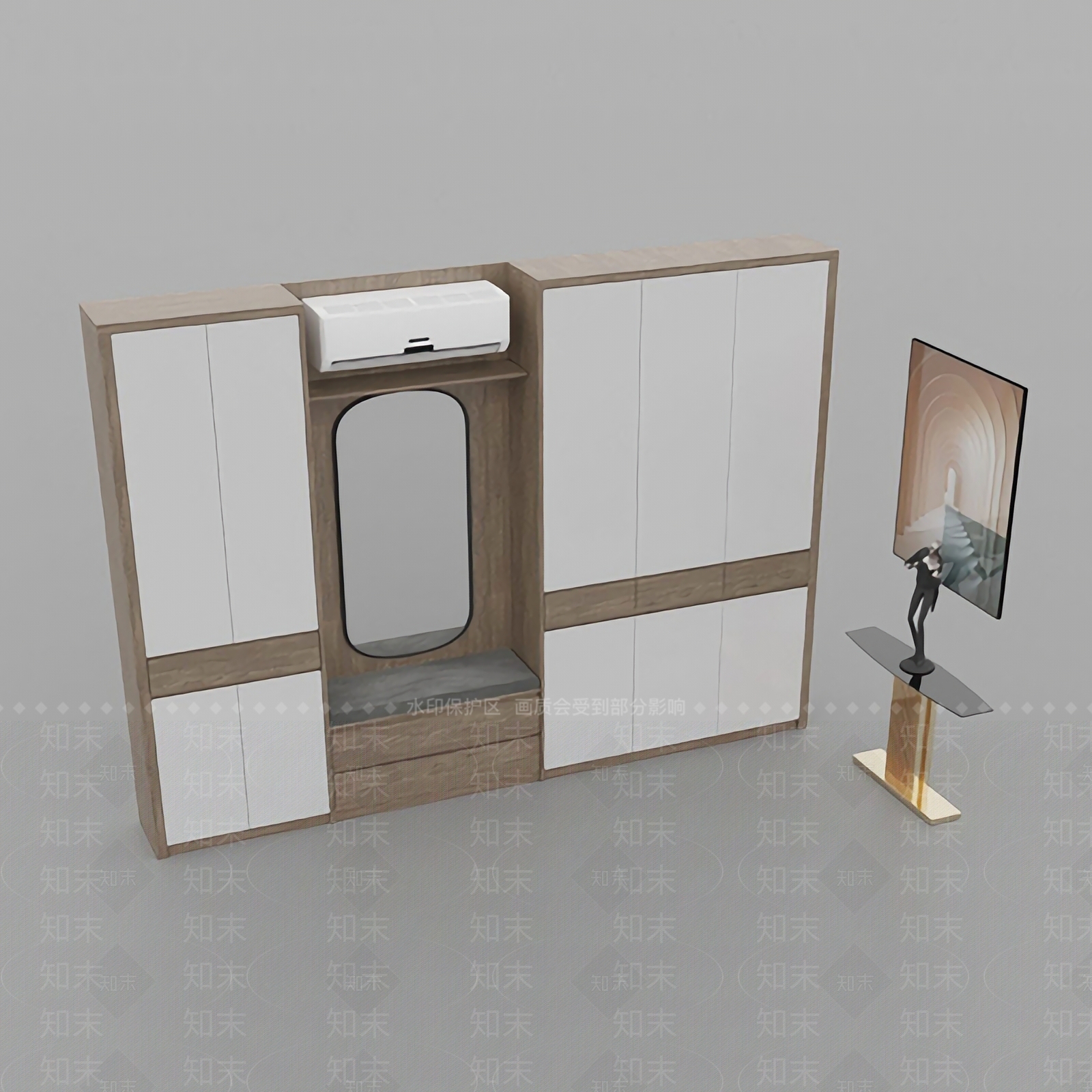 新中式简约创意实木鞋柜3D模型下载【ID:1125229084】
