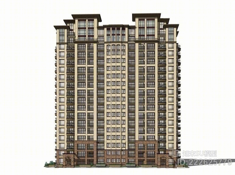 西班牙高层住宅SU模型下载【ID:222625779】