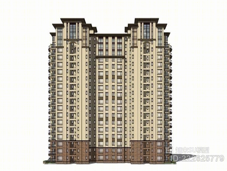 西班牙高层住宅SU模型下载【ID:222625779】