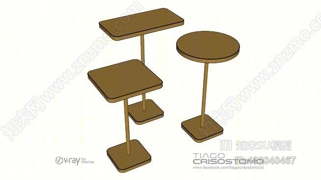 金色的边桌SU模型下载【ID:432040467】