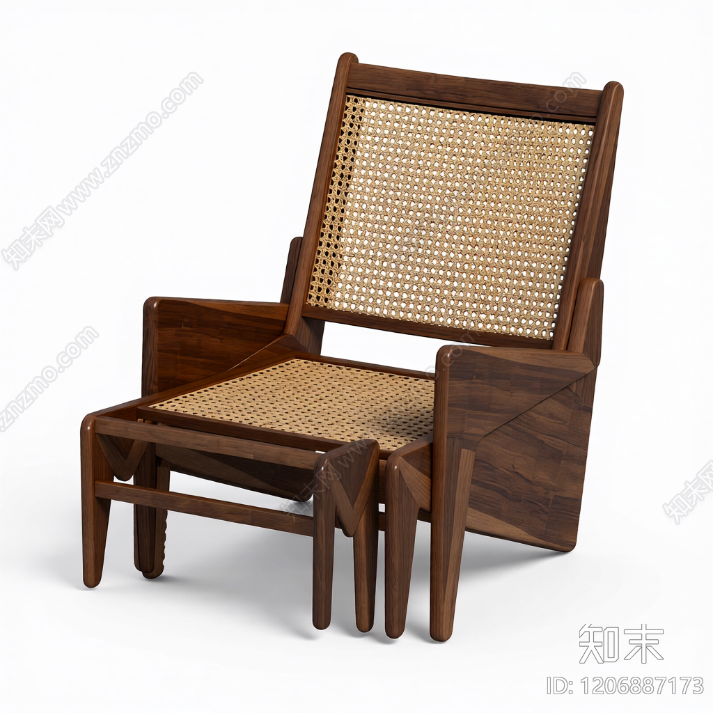 藤编木椅组合3D模型下载【ID:1206887173】