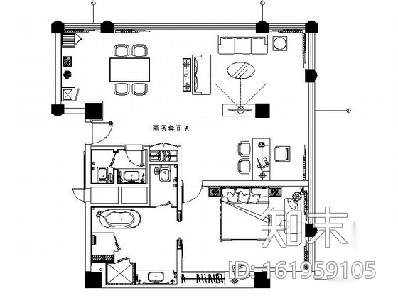 [陕西]五星级豪华酒店商务套间室内装修图（含效果）施工图下载【ID:161959105】