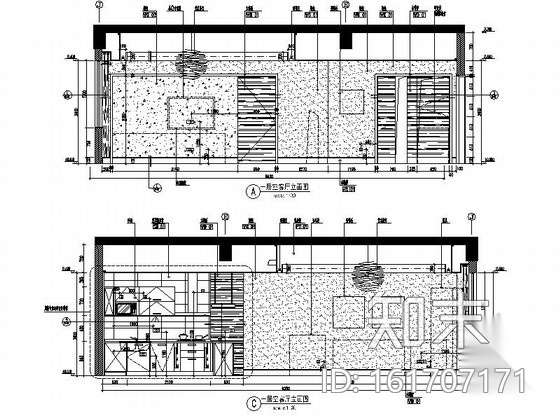 [北京]现代酒店服务式公寓一居室设计装修图cad施工图下载【ID:161707171】