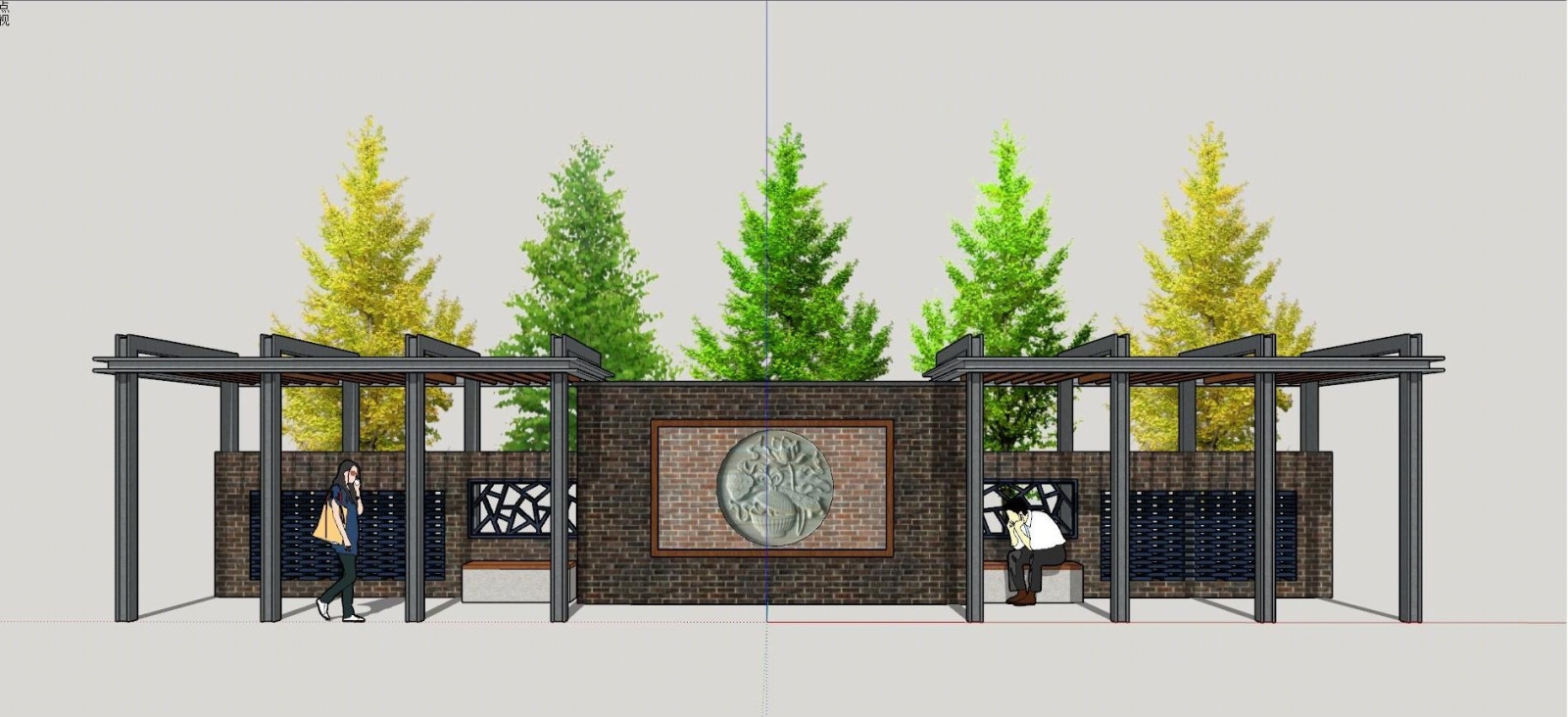 现代校园钢构廊架SU模型下载【ID:1110524902】