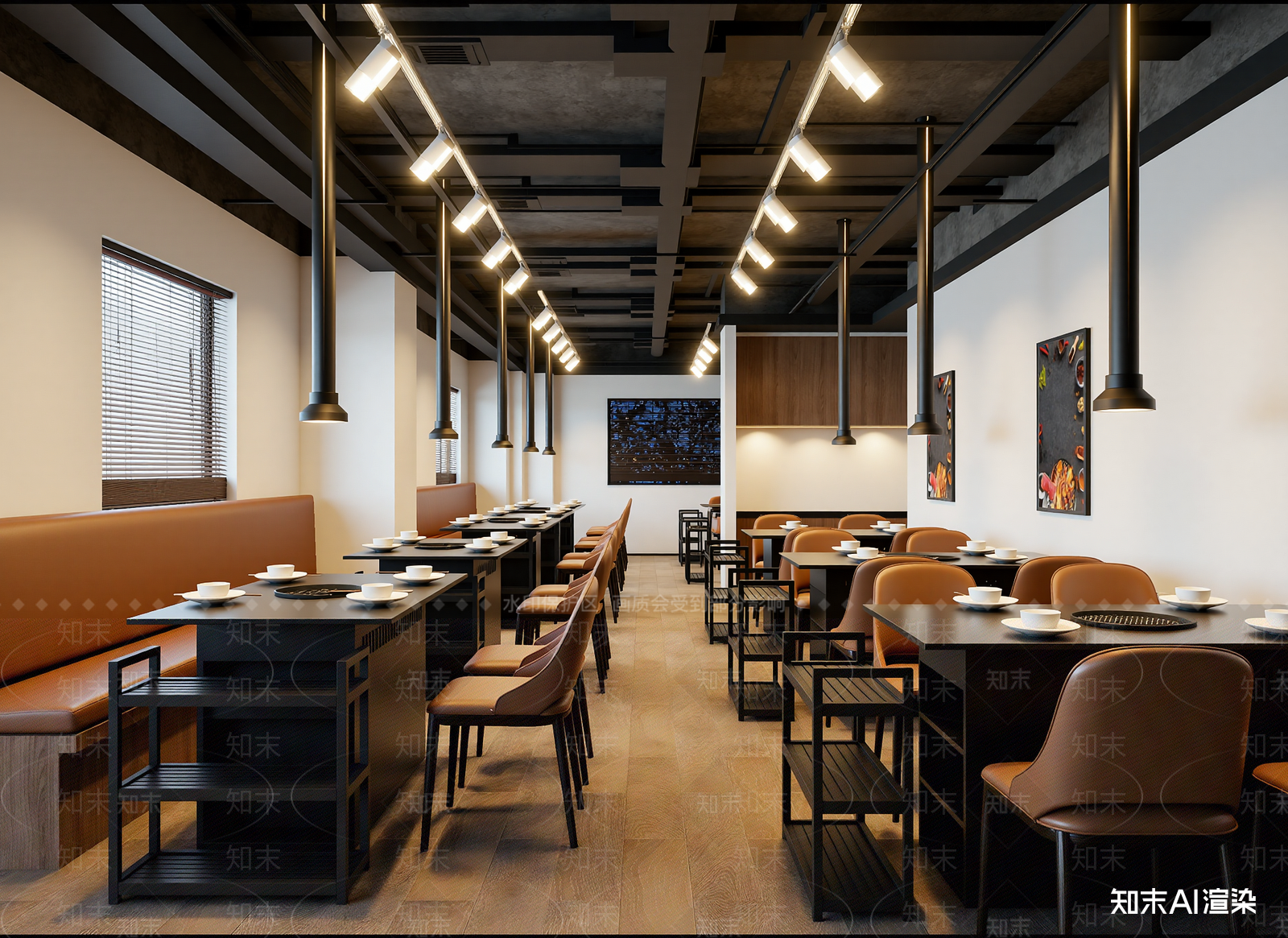 现代烤肉店3D模型渲染效果图