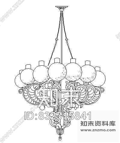 图块/节点吊灯图块7施工图下载【ID:832315841】