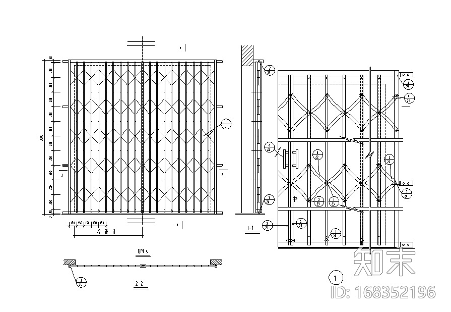 33个铁栅门节点详图施工图下载【ID:168352196】