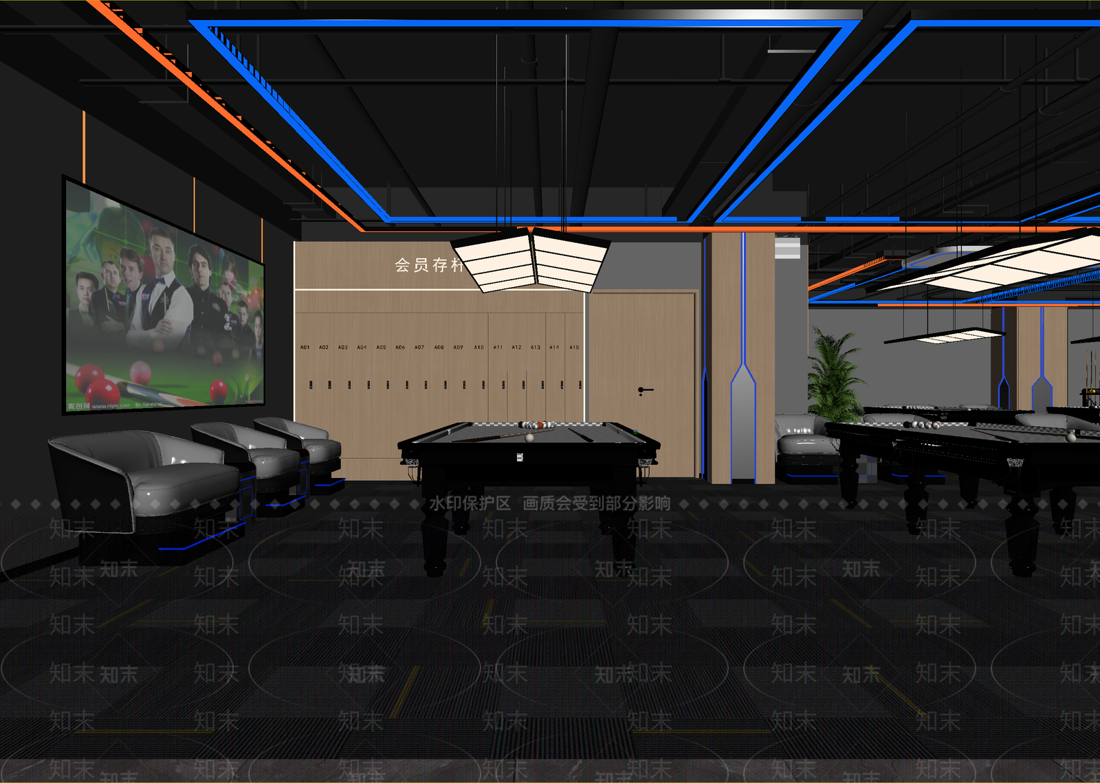 现代台球室3D模型下载【ID:1215080087】
