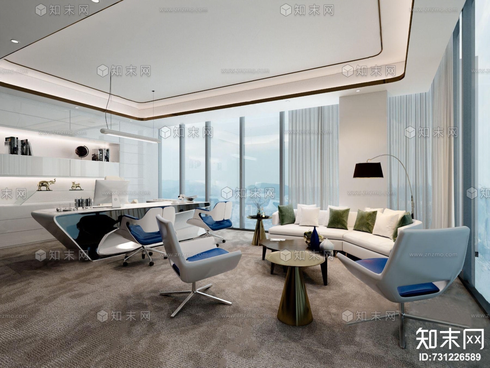 现代总经理办公室3D模型下载【ID:731226589】