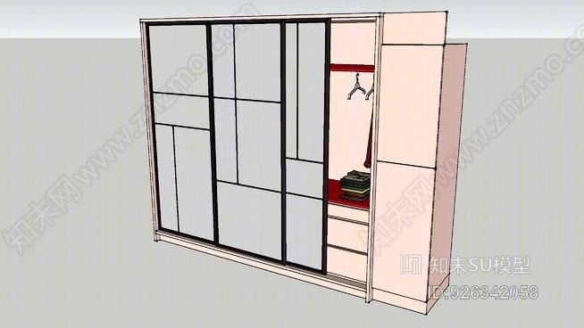 推拉门衣柜SU模型下载【ID:926342058】