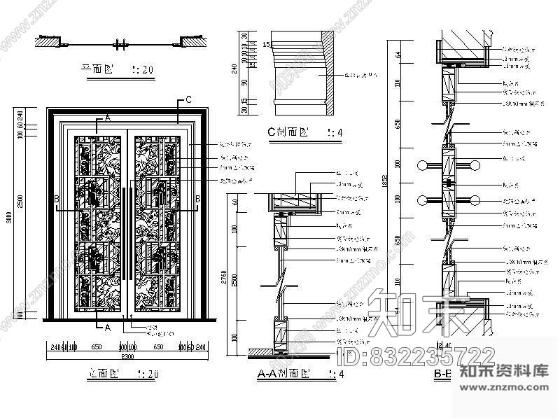 图块/节点娱乐城双开玻璃推拉门施工图下载【ID:832235722】