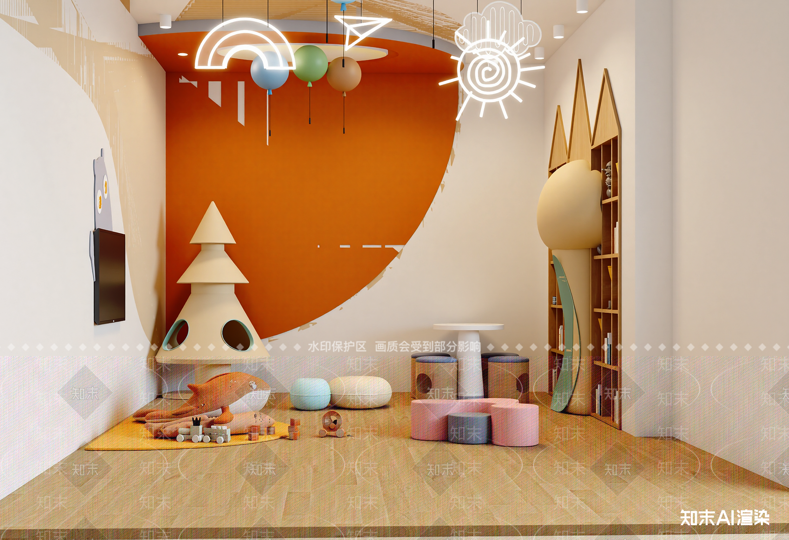现代儿童娱乐室3D模型下载【ID:1214266782】
